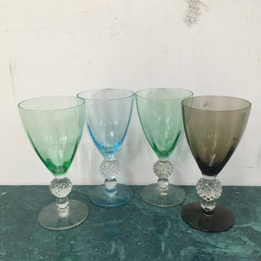 Set of 4 multi-colored wine glasses