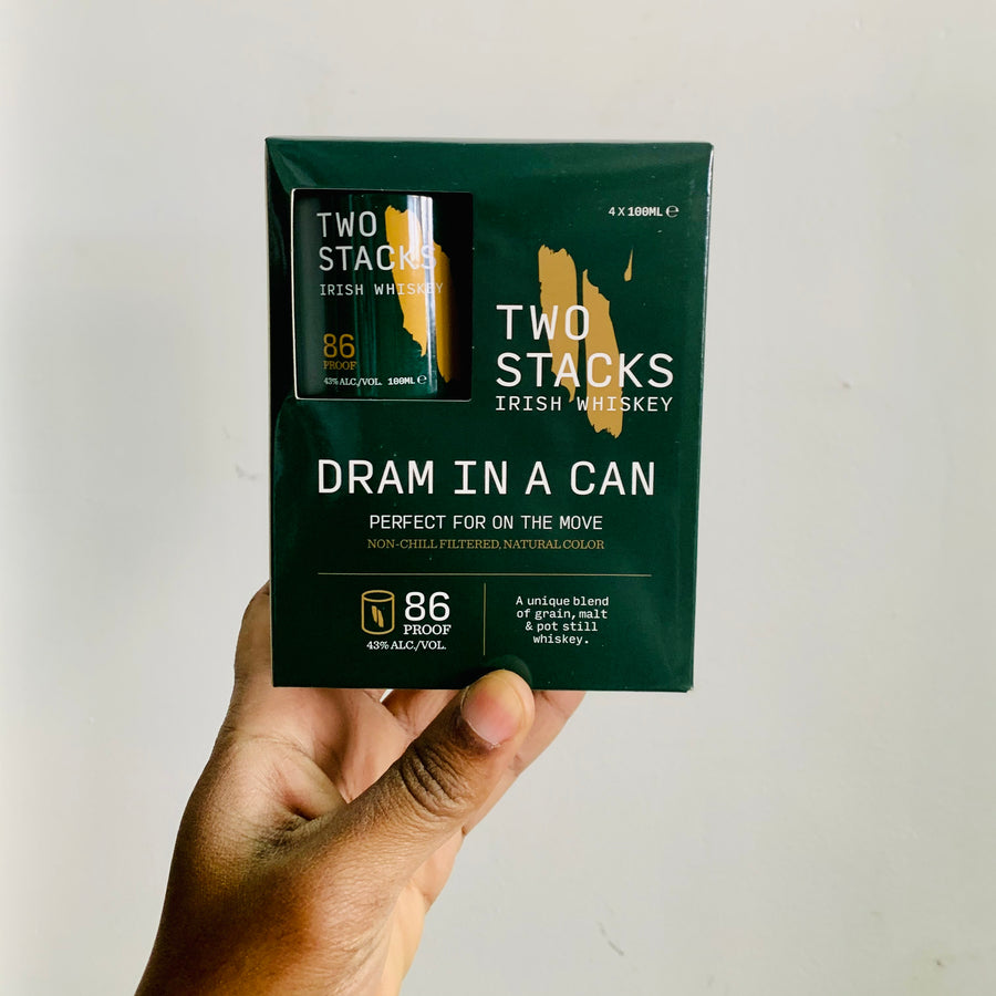 ‘Dram in a Can’ Two Stacks Irish Whiskey (4-pk 100ml)